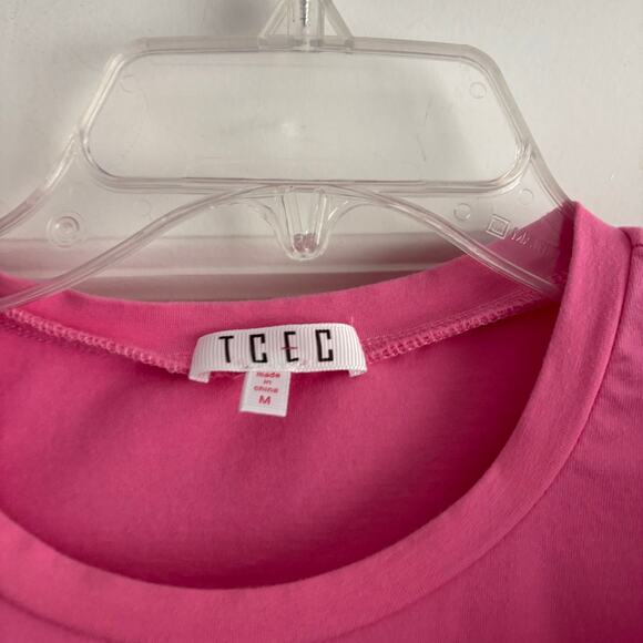 TCEC Candy Pink Knit Ruffle Sleeve Mini Dress Sz M Coquette Twee - Picture 8 of 11